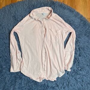 Cuyana Peach Pink Pajama Top Button Front Size S M